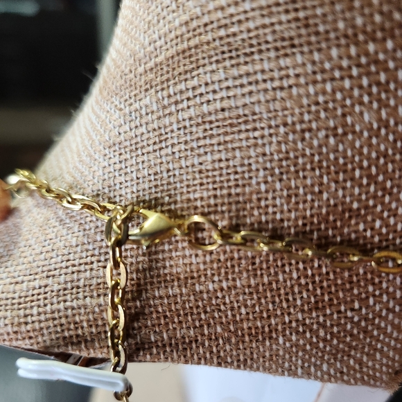 Vintage beaded necklace in colors of blue green and gold - Picture 3 of 4